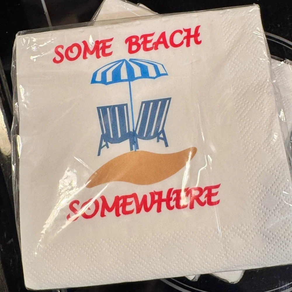 Happy Hour by Haut Papier Some Beach Somewhere Beverage Napkins 48 Count 3 Packs